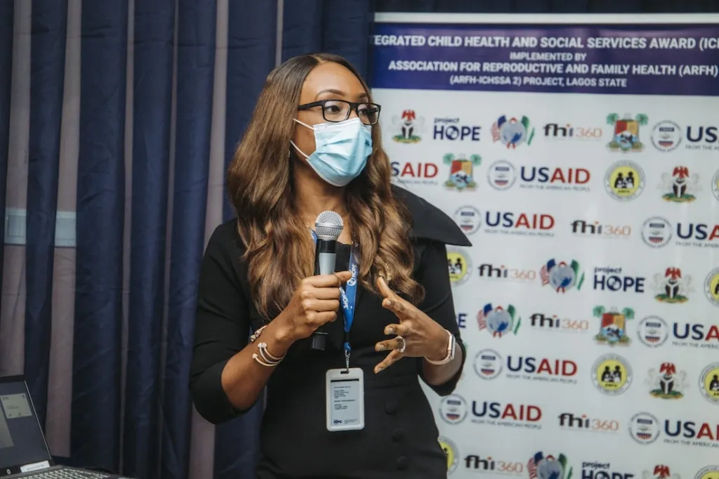 Dr. Uche Ralph-Opara at a program kickoff in Nigeria